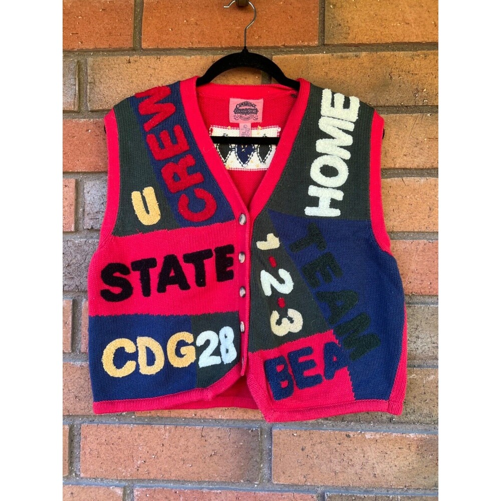 Cambridge Dry Goods Country School Spirit‎ Vest Teacher Vintage 80s | Size Large